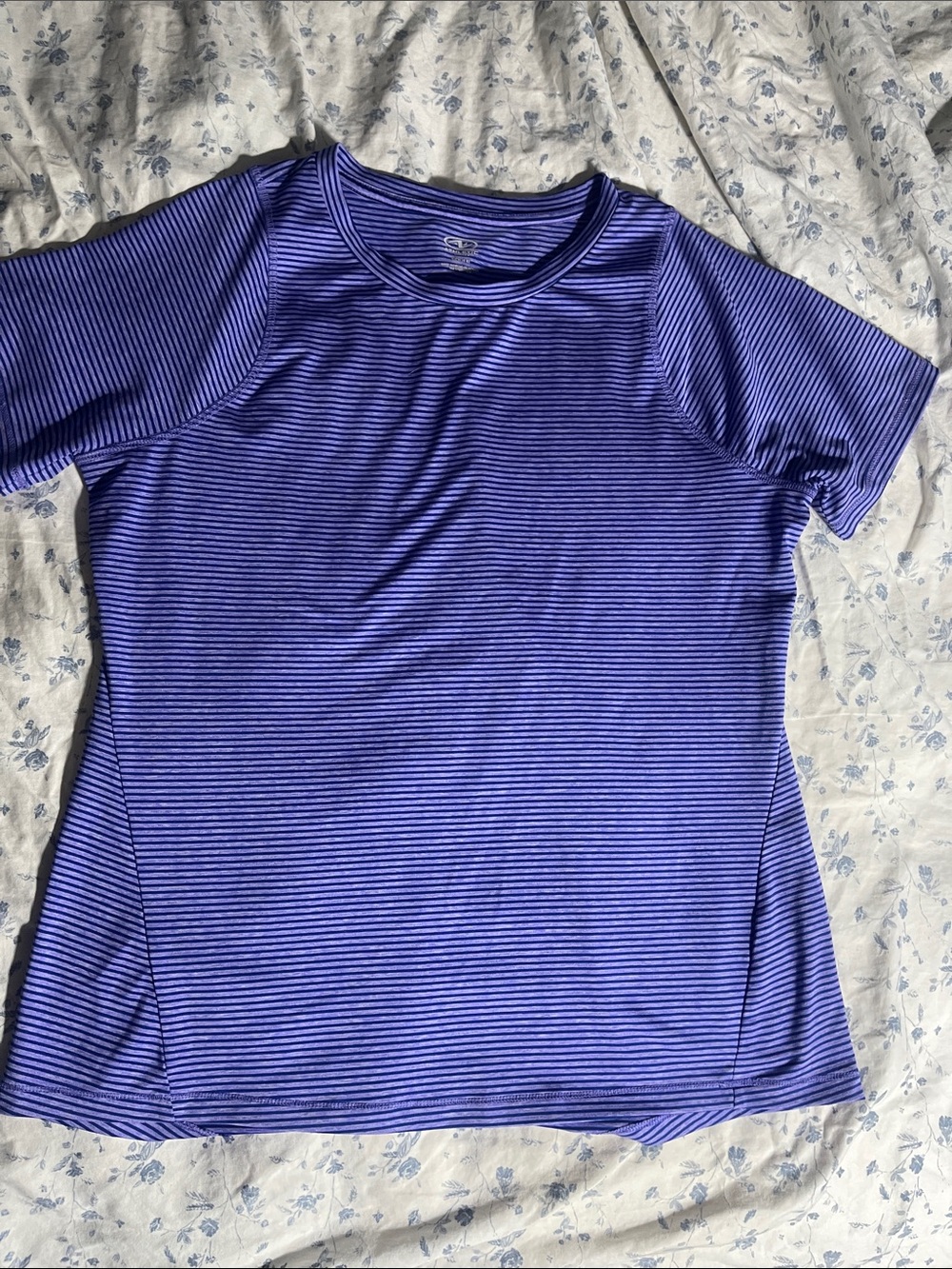 Athletic Works Purple Striped Short Sleeve Tee
